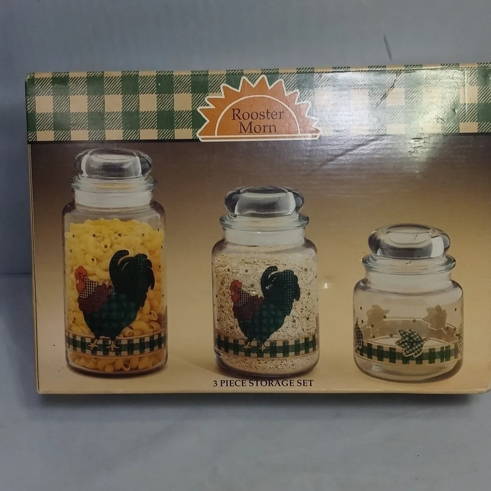 3 PIECES‎ ROOSTER MORN STORAGE JAR SET